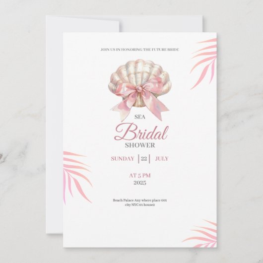 Sea bridal shower pink bridal shower invitation (Devant)
