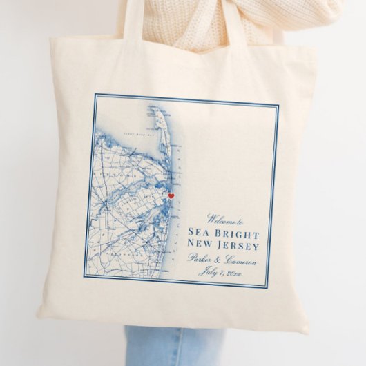 Sea Bright New Jersey Kaart Elegant Huwelijks Welk Tote Bag