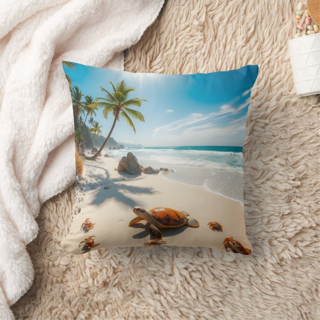 Sea  Crabs on Tropical Beach – Serene Ocea Kussen (Deken)