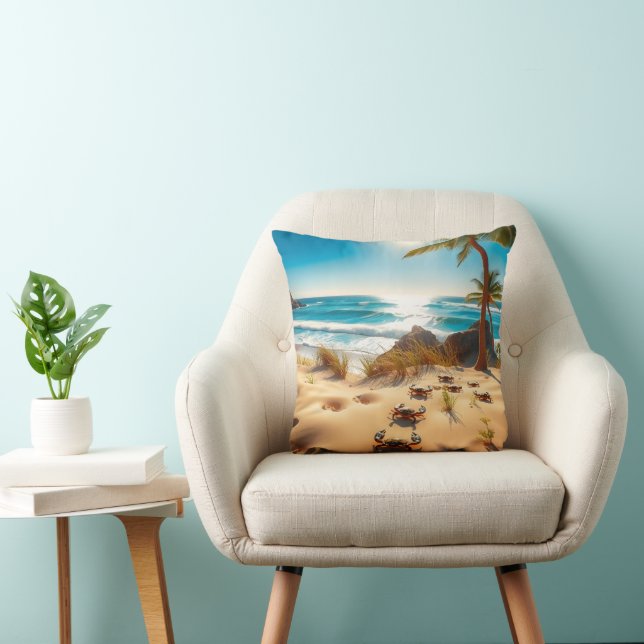 Sea  Crabs on Tropical Beach – Serene Ocea Kussen (Stoel)