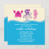 Sea Creatures Invitation d'anniversaire de fille (Devant / Derrière)
