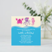 Sea Creatures Invitation d'anniversaire de fille (Debout devant)