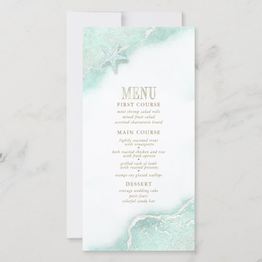 Sea Foam Beach Wedding Menu V2 ID837 (Devant)