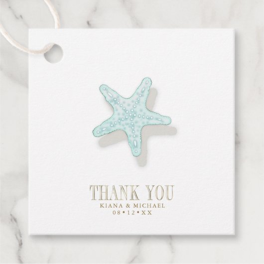 Sea Foam Beach Wedding Starfish ID837 Bedankjes Labels (Voorkant)