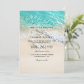 Sea Foam Heart Beach Elegant QR Code Wedding Kaart (Staand voorkant)