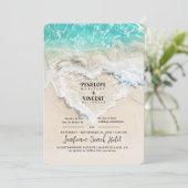Sea Foam Heart Beach Wedding Invitation (Debout devant)