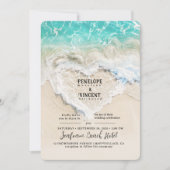 Sea Foam Heart Beach Wedding Invitation (Devant)