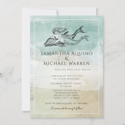 Sea Foam Ocean Beach Mariage Invitation (Devant)