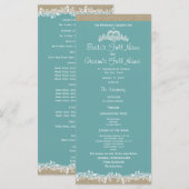 Sea Garland Aqua Wedding Programme (Devant / Derrière)