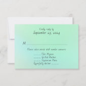Sea Glass Green Menu Entrée Mariage Réponses Carte (Devant)