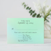 Sea Glass Green Menu Entrée Mariage Réponses Carte (Debout devant)