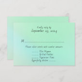 Sea Glass Green Menu Entrée Mariage Réponses Carte (Devant / Derrière)
