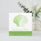 Sea Glass Shell Beach Wedding Invitations (Debout devant)