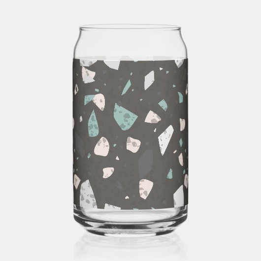 Sea Green & Grey Chips Retro Terrazzo Pattern (Verso)