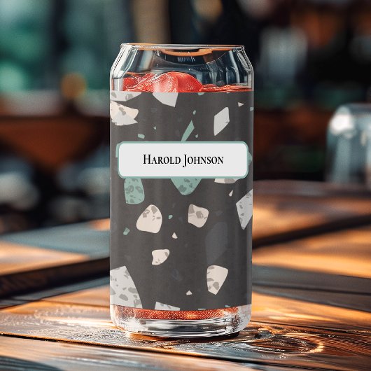 Sea Green & Grey Chips Retro Terrazzo Pattern