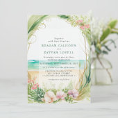 Sea Green Watercolor Plage Mariage Invitation (Debout devant)