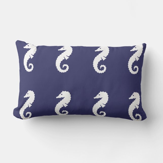 SEA HORSE BLANC sur coussin bleu (Recto)