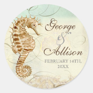 Sea Horse Coastal Beach - Sticker Mariage Seal