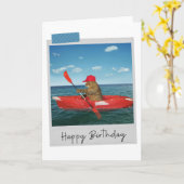 Sea Kayak Chat Funny Carte d'anniversaire (Fleur jaune)