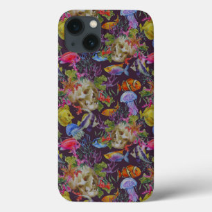 Sea Life Grunge Pattern iPhone 13 Hoesje