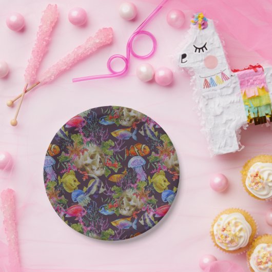 Sea Life Grunge Pattern Papieren Bordje (Feest)