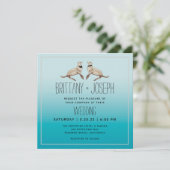 Sea Lions Bleu Turquoise Faire-part de mariage mod (Debout devant)