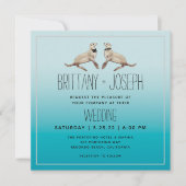 Sea Lions Bleu Turquoise Faire-part de mariage mod (Devant)