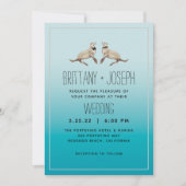 Sea Lions Bleu Turquoise Faire-part de mariage mod (Devant)