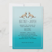 Sea Lions Blue Faire-part de mariage moderne (Devant)