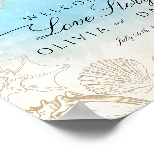Sea Mariage Summer Ocean Beach Affiche de bienvenu (Coin)