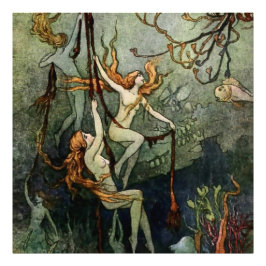 “Sea Nymphs” by Warwick Goble Foto Afdruk