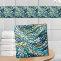 Sea of Waves Teal Mosaic Fine Art