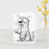 Sea Otter Abstract Art Rtrait Drawing Whimsical Fu Kaart (Gele Bloem)