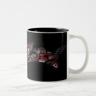 SEA OTTER & BABY (Haida Styled) Mug Cadeau d'Art
