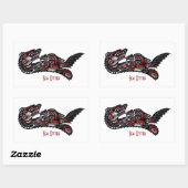 SEA OTTER & BABY (Haida Styled) Sticker cadeau d'a (Feuille)