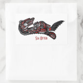 SEA OTTER & BABY (Haida Styled) Sticker cadeau d'a (Sac)