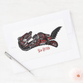 SEA OTTER & BABY (Haida Styled) Sticker cadeau d'a (Enveloppe)