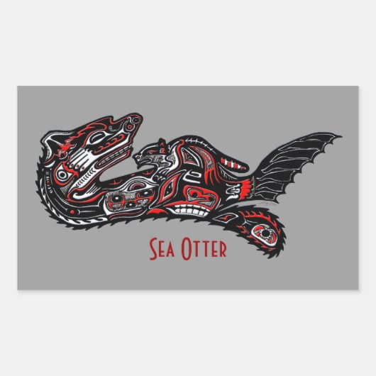 SEA OTTER & BABY (Haida Styled) Sticker cadeau d'a (Devant)
