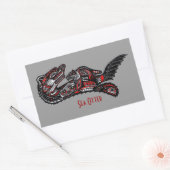 SEA OTTER & BABY (Haida Styled) Sticker cadeau d'a (Enveloppe)