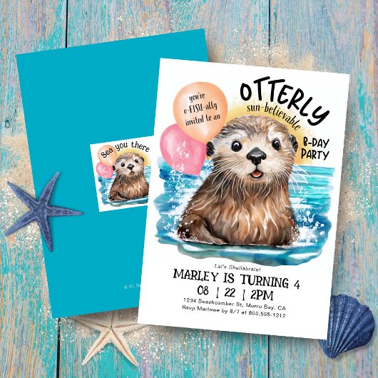 Sea Otter Ocean Sun Beach Invitation Anniversaire