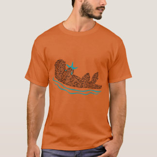 Sea Otter Silhouette Art made from Ocean Creatures T-shirt