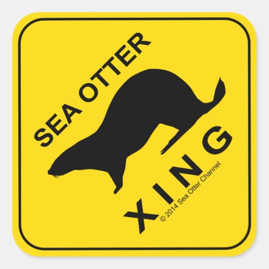 Sea Otter Xing Vierkante Sticker (Voorkant)