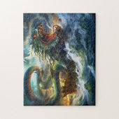 Sea Serpent Attacking Ship in Storm Fantasy Painti Legpuzzel (Verticaal)