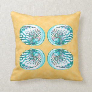 Sea Shells Design, Turquoise en Yellow. Kussen