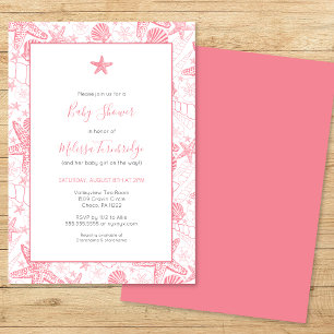 Sea Shells en Starfish Girl Baby shower Kaart