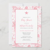 Sea Shells et Starfish Girl Invitations Baby showe (Devant)
