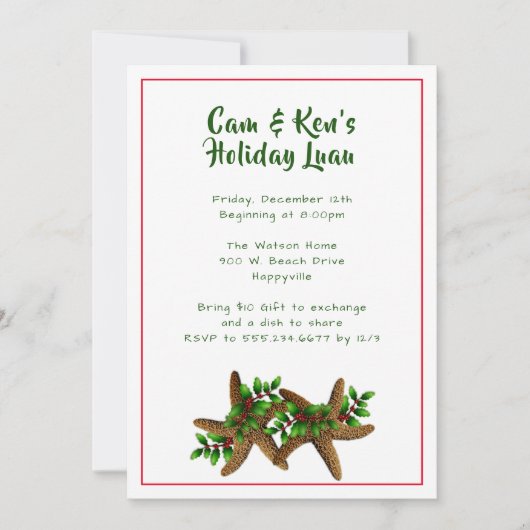 Sea Stars Beach Fête Invitation (Devant)