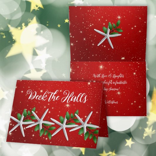 Sea Stars Twinkings Red Christmas Cartes