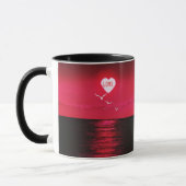 Sea Sunset Heart Sun Love Texte Black Red Mug Cade (Gauche)