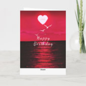 Sea Sunset Love Heart Romantique Carte d'anniversa (Dos)